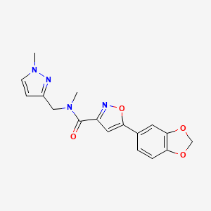 molecular formula C17H16N4O4 B4747765 5-(1,3-BENZODIOXOL-5-YL)-N~3~-METHYL-N~3~-[(1-METHYL-1H-PYRAZOL-3-YL)METHYL]-3-ISOXAZOLECARBOXAMIDE 