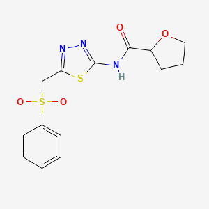 molecular formula C14H15N3O4S2 B4747819 N-{5-[(phenylsulfonyl)methyl]-1,3,4-thiadiazol-2-yl}tetrahydrofuran-2-carboxamide 