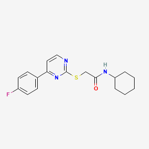 molecular formula C18H20FN3OS B4747970 N~1~-CYCLOHEXYL-2-{[4-(4-FLUOROPHENYL)-2-PYRIMIDINYL]SULFANYL}ACETAMIDE 