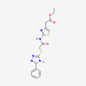 molecular formula C18H19N5O3S2 B4748125 ETHYL 2-[2-({2-[(4-METHYL-5-PHENYL-4H-1,2,4-TRIAZOL-3-YL)SULFANYL]ACETYL}AMINO)-1,3-THIAZOL-4-YL]ACETATE 