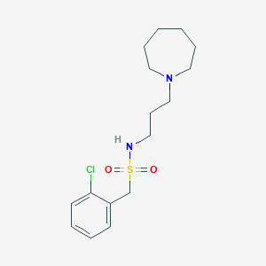 molecular formula C16H25ClN2O2S B4748595 N-[3-(azepan-1-yl)propyl]-1-(2-chlorophenyl)methanesulfonamide 