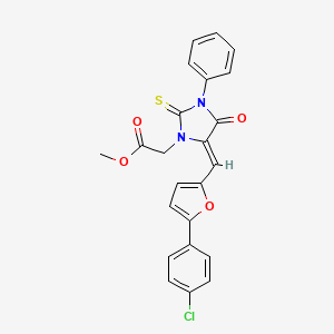 molecular formula C23H17ClN2O4S B4749078 METHYL 2-[(5Z)-5-{[5-(4-CHLOROPHENYL)FURAN-2-YL]METHYLIDENE}-4-OXO-3-PHENYL-2-SULFANYLIDENEIMIDAZOLIDIN-1-YL]ACETATE 
