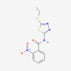 molecular formula C11H10N4O3S2 B4749262 N-[5-(ethylsulfanyl)-1,3,4-thiadiazol-2-yl]-2-nitrobenzamide 