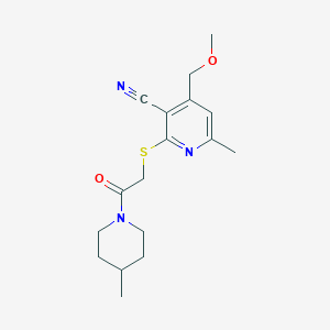 molecular formula C17H23N3O2S B4749285 4-(Methoxymethyl)-6-methyl-2-{[2-(4-methylpiperidin-1-yl)-2-oxoethyl]sulfanyl}pyridine-3-carbonitrile 
