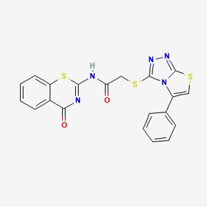 molecular formula C20H13N5O2S3 B4749386 N-(4-oxo-4H-1,3-benzothiazin-2-yl)-2-[(5-phenyl[1,3]thiazolo[2,3-c][1,2,4]triazol-3-yl)sulfanyl]acetamide 
