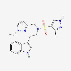 molecular formula C21H26N6O2S B4749618 N-[(1-ethylpyrazol-3-yl)methyl]-N-[2-(1H-indol-3-yl)ethyl]-1,3-dimethylpyrazole-4-sulfonamide 