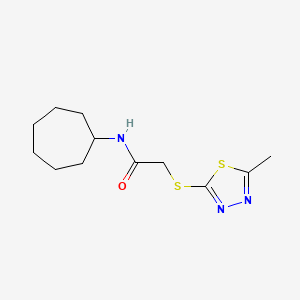 molecular formula C12H19N3OS2 B4749619 N-cycloheptyl-2-[(5-methyl-1,3,4-thiadiazol-2-yl)sulfanyl]acetamide 