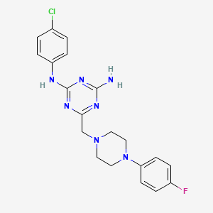 molecular formula C20H21ClFN7 B4749868 N-(4-chlorophenyl)-6-{[4-(4-fluorophenyl)piperazin-1-yl]methyl}-1,3,5-triazine-2,4-diamine 