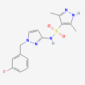 molecular formula C15H16FN5O2S B4750019 N~4~-[1-(3-FLUOROBENZYL)-1H-PYRAZOL-3-YL]-3,5-DIMETHYL-1H-PYRAZOLE-4-SULFONAMIDE 