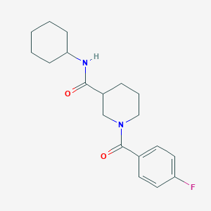 molecular formula C19H25FN2O2 B4750168 N-cyclohexyl-1-(4-fluorobenzoyl)piperidine-3-carboxamide 