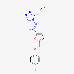 molecular formula C16H15ClN4O2S B4750437 N-((E)-1-{5-[(4-CHLOROPHENOXY)METHYL]-2-FURYL}METHYLIDENE)-N-[3-(ETHYLSULFANYL)-4H-1,2,4-TRIAZOL-4-YL]AMINE 