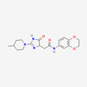 molecular formula C19H24N4O4 B4750474 N-(2,3-dihydro-1,4-benzodioxin-6-yl)-2-[2-(4-methylpiperidin-1-yl)-5-oxo-4,5-dihydro-1H-imidazol-4-yl]acetamide 