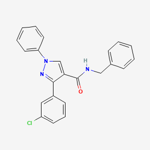 molecular formula C23H18ClN3O B4750507 N-benzyl-3-(3-chlorophenyl)-1-phenylpyrazole-4-carboxamide 