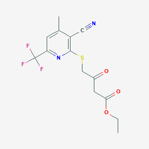 molecular formula C14H13F3N2O3S B4750782 ETHYL 4-{[3-CYANO-4-METHYL-6-(TRIFLUOROMETHYL)-2-PYRIDYL]SULFANYL}-3-OXOBUTANOATE 