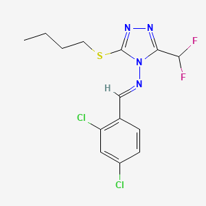 molecular formula C14H14Cl2F2N4S B4751328 N-[3-(BUTYLSULFANYL)-5-(DIFLUOROMETHYL)-4H-1,2,4-TRIAZOL-4-YL]-N-[(E)-1-(2,4-DICHLOROPHENYL)METHYLIDENE]AMINE 