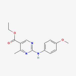 molecular formula C15H17N3O3 B4751340 Ethyl 2-[(4-methoxyphenyl)amino]-4-methylpyrimidine-5-carboxylate 