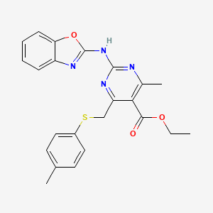 molecular formula C23H22N4O3S B4751441 Ethyl 2-(1,3-benzoxazol-2-ylamino)-4-methyl-6-{[(4-methylphenyl)thio]methyl}pyrimidine-5-carboxylate 