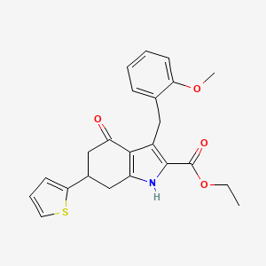 molecular formula C23H23NO4S B4751524 ETHYL 3-[(2-METHOXYPHENYL)METHYL]-4-OXO-6-(THIOPHEN-2-YL)-4,5,6,7-TETRAHYDRO-1H-INDOLE-2-CARBOXYLATE 
