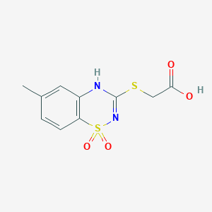 molecular formula C10H10N2O4S2 B047517 3-[(Carboxymethyl)thio]-6-methyl-4H-1,2,4-benzothiadiazine 1,1-dioxide CAS No. 114260-76-3
