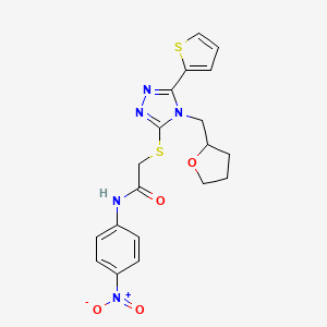 molecular formula C19H19N5O4S2 B4751896 N-(4-nitrophenyl)-2-{[4-(tetrahydrofuran-2-ylmethyl)-5-(thiophen-2-yl)-4H-1,2,4-triazol-3-yl]sulfanyl}acetamide 