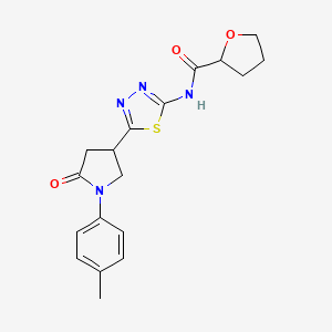 molecular formula C18H20N4O3S B4752081 N-{5-[1-(4-methylphenyl)-5-oxopyrrolidin-3-yl]-1,3,4-thiadiazol-2-yl}tetrahydrofuran-2-carboxamide 