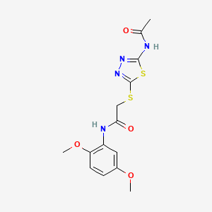 molecular formula C14H16N4O4S2 B4752159 2-{[5-(acetylamino)-1,3,4-thiadiazol-2-yl]sulfanyl}-N-(2,5-dimethoxyphenyl)acetamide 