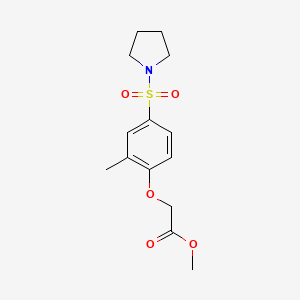 molecular formula C14H19NO5S B4752216 Methyl 2-(2-methyl-4-pyrrolidin-1-ylsulfonylphenoxy)acetate 