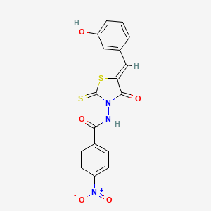 molecular formula C17H11N3O5S2 B4752257 N-[(5Z)-5-(3-hydroxybenzylidene)-4-oxo-2-thioxo-1,3-thiazolidin-3-yl]-4-nitrobenzamide 