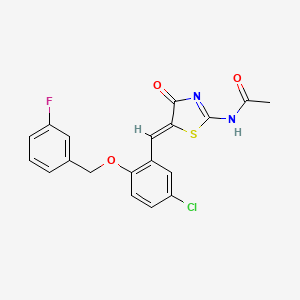 molecular formula C19H14ClFN2O3S B4752424 N-[(5Z)-5-{5-chloro-2-[(3-fluorobenzyl)oxy]benzylidene}-4-oxo-4,5-dihydro-1,3-thiazol-2-yl]acetamide 