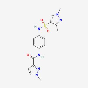 molecular formula C16H18N6O3S B4752432 N~3~-(4-{[(1,3-DIMETHYL-1H-PYRAZOL-4-YL)SULFONYL]AMINO}PHENYL)-1-METHYL-1H-PYRAZOLE-3-CARBOXAMIDE 