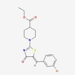 molecular formula C18H19BrN2O3S B4752455 ethyl 1-[(5Z)-5-(3-bromobenzylidene)-4-oxo-4,5-dihydro-1,3-thiazol-2-yl]piperidine-4-carboxylate 