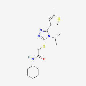 molecular formula C18H26N4OS2 B4752695 N-CYCLOHEXYL-2-{[4-ISOPROPYL-5-(5-METHYL-3-THIENYL)-4H-1,2,4-TRIAZOL-3-YL]SULFANYL}ACETAMIDE 