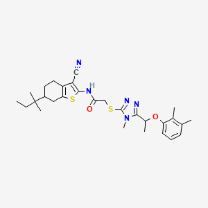 molecular formula C29H37N5O2S2 B4752817 N-[3-cyano-6-(1,1-dimethylpropyl)-4,5,6,7-tetrahydro-1-benzothien-2-yl]-2-({5-[1-(2,3-dimethylphenoxy)ethyl]-4-methyl-4H-1,2,4-triazol-3-yl}thio)acetamide 