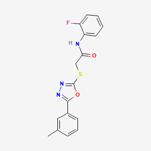 molecular formula C17H14FN3O2S B4752834 N-(2-fluorophenyl)-2-{[5-(3-methylphenyl)-1,3,4-oxadiazol-2-yl]sulfanyl}acetamide 