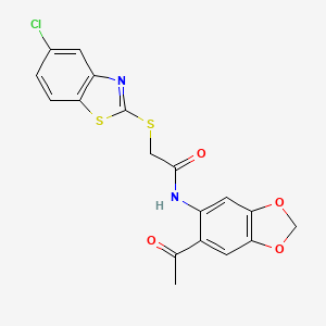molecular formula C18H13ClN2O4S2 B4752862 N-(6-acetyl-1,3-benzodioxol-5-yl)-2-[(5-chloro-1,3-benzothiazol-2-yl)thio]acetamide 