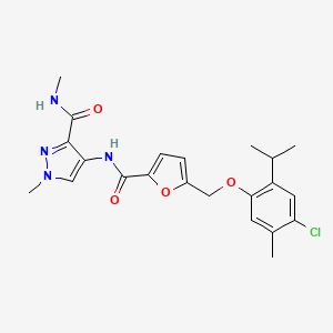 molecular formula C22H25ClN4O4 B4752926 4-[({5-[(4-CHLORO-2-ISOPROPYL-5-METHYLPHENOXY)METHYL]-2-FURYL}CARBONYL)AMINO]-N,1-DIMETHYL-1H-PYRAZOLE-3-CARBOXAMIDE 