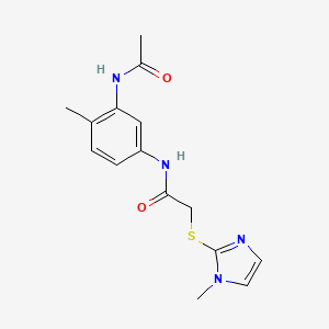 molecular formula C15H18N4O2S B4752985 N-[3-(acetylamino)-4-methylphenyl]-2-[(1-methyl-1H-imidazol-2-yl)sulfanyl]acetamide 