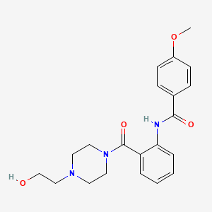 molecular formula C21H25N3O4 B4753248 N-[2-[4-(2-hydroxyethyl)piperazine-1-carbonyl]phenyl]-4-methoxybenzamide 