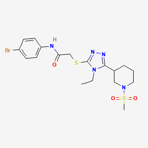 molecular formula C18H24BrN5O3S2 B4753285 N-(4-bromophenyl)-2-({4-ethyl-5-[1-(methylsulfonyl)piperidin-3-yl]-4H-1,2,4-triazol-3-yl}sulfanyl)acetamide 