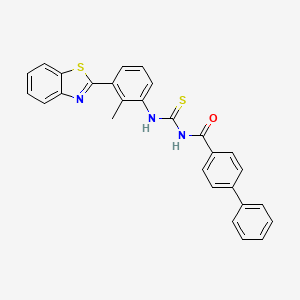 molecular formula C28H21N3OS2 B4753346 3-[3-(1,3-BENZOTHIAZOL-2-YL)-2-METHYLPHENYL]-1-{[1,1'-BIPHENYL]-4-CARBONYL}THIOUREA 