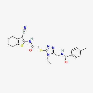 molecular formula C24H26N6O2S2 B4753397 N-{[5-({2-[(3-cyano-4,5,6,7-tetrahydro-1-benzothiophen-2-yl)amino]-2-oxoethyl}sulfanyl)-4-ethyl-4H-1,2,4-triazol-3-yl]methyl}-4-methylbenzamide 