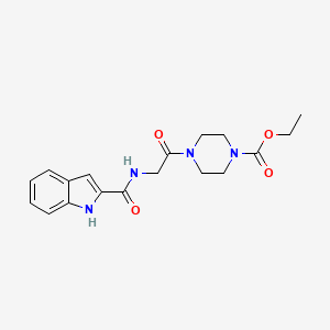 molecular formula C18H22N4O4 B4753490 ethyl 4-{2-[(1H-indol-2-ylcarbonyl)amino]acetyl}tetrahydro-1(2H)-pyrazinecarboxylate 