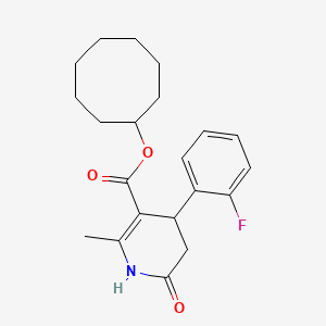 molecular formula C21H26FNO3 B4753706 Cyclooctyl 4-(2-fluorophenyl)-2-methyl-6-oxo-1,4,5,6-tetrahydropyridine-3-carboxylate 