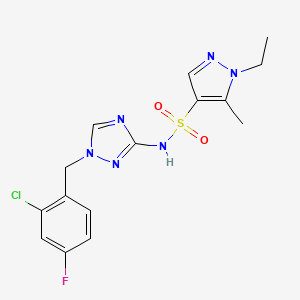 molecular formula C15H16ClFN6O2S B4753788 N~4~-[1-(2-CHLORO-4-FLUOROBENZYL)-1H-1,2,4-TRIAZOL-3-YL]-1-ETHYL-5-METHYL-1H-PYRAZOLE-4-SULFONAMIDE 