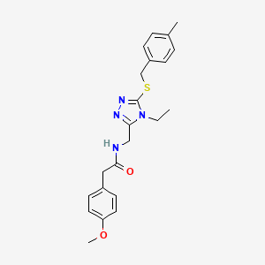 molecular formula C22H26N4O2S B4753919 N-({4-ethyl-5-[(4-methylbenzyl)sulfanyl]-4H-1,2,4-triazol-3-yl}methyl)-2-(4-methoxyphenyl)acetamide 
