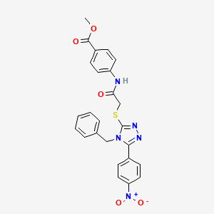 molecular formula C25H21N5O5S B4754201 methyl 4-[({[4-benzyl-5-(4-nitrophenyl)-4H-1,2,4-triazol-3-yl]sulfanyl}acetyl)amino]benzoate 