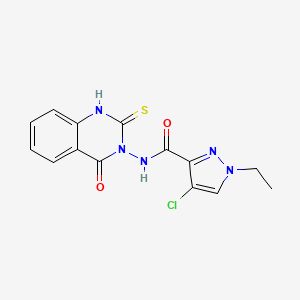 molecular formula C14H12ClN5O2S B4754446 4-CHLORO-1-ETHYL-N-[4-OXO-2-SULFANYL-3(4H)-QUINAZOLINYL]-1H-PYRAZOLE-3-CARBOXAMIDE 
