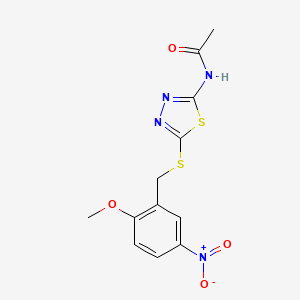 molecular formula C12H12N4O4S2 B4754638 N-[5-[(2-methoxy-5-nitrophenyl)methylsulfanyl]-1,3,4-thiadiazol-2-yl]acetamide 