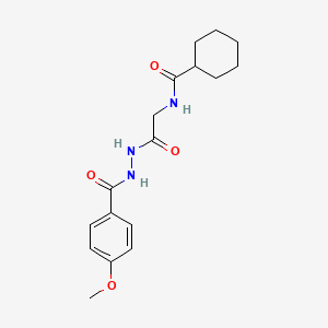 molecular formula C17H23N3O4 B4754781 N-{2-[2-(4-methoxybenzoyl)hydrazino]-2-oxoethyl}cyclohexanecarboxamide (non-preferred name) 