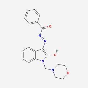 molecular formula C20H20N4O3 B4755375 N'-[(3Z)-1-[(MORPHOLIN-4-YL)METHYL]-2-OXO-2,3-DIHYDRO-1H-INDOL-3-YLIDENE]BENZOHYDRAZIDE 